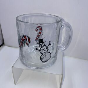 Starbucks Candy Cane Christmas Tree Winter Snowflake Clear Glass Coffee Cup 12oz